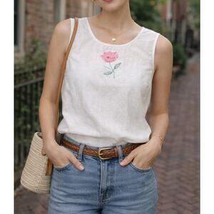 VTG 90s Willow Ridge Top Women's S Floral Embroidered Patch| Cottagecore Minimal